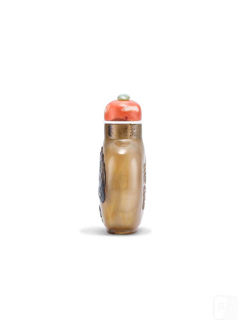清　影子瑪瑙輩輩封侯圖鼻煙壺 | A SHADOW AGATE 'MONKEY' SNUFF BOTTLE - 图8
